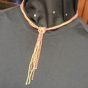 Multicolor Orange, Pink, and Yellow Beaded Choker Necklace